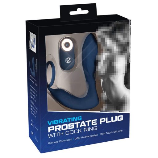 You2Toys Prostata Plug - rádiós anál vibrátor péniszgyűrűvel kék