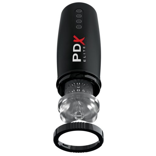 PDX Elite Moto Bator 2 - szívó, fel-le mozgó, rezgő műpunci fekete