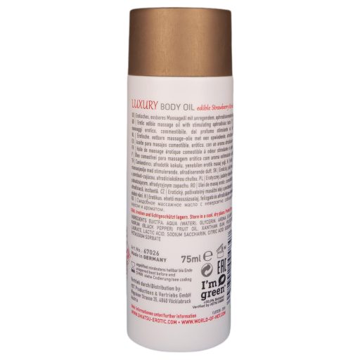 HOT Shiatsu Luxury - ehető masszázsolaj eper-vörösbors ízzel (75 ml)
