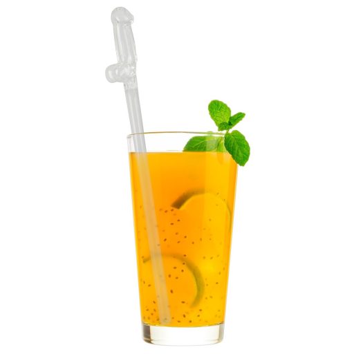Straw Willy - péniszes üveg szívószál - átlátszó (4db)