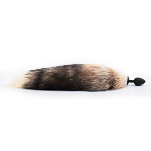 Sunfo - szilikon anál dildó rókafarokkal fekete-vörös