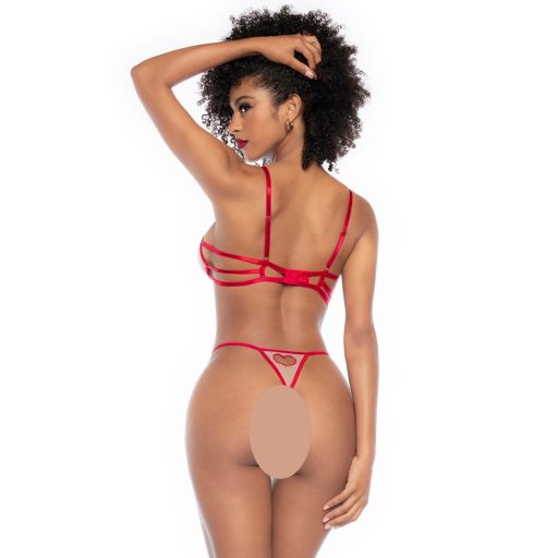 Mapalé - 3 részes melltartó szett kivágással piros-natúr