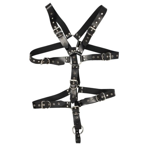 ZADO - fekete bőr férfi testhám body (S-L)
