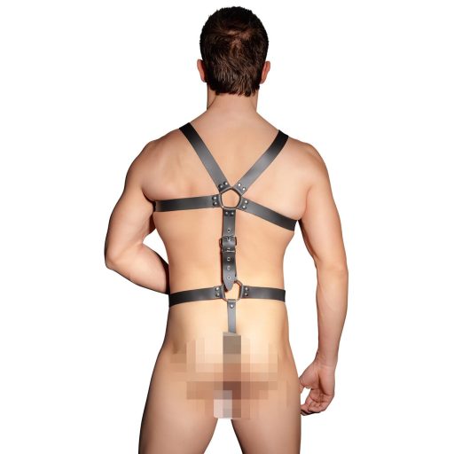 ZADO - fekete bőr férfi testhám body (S-L)
