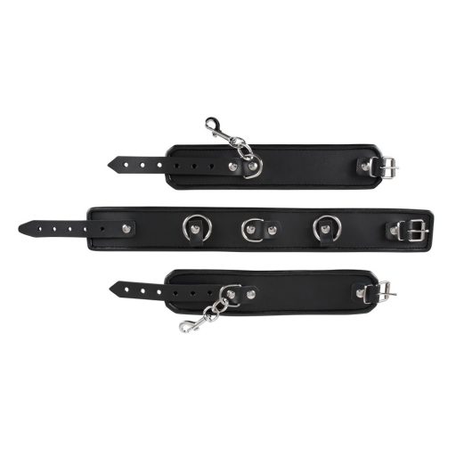 ZADO - bőr nyakörv bilincsekkel fekete