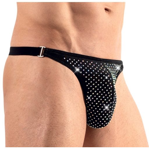 Svenjoyment - strasszos, csillogó férfi tanga (fekete)