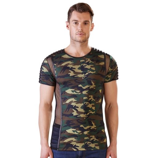 / NEK - terepmintás férfi póló zöld-barna