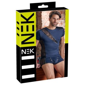 NEK - fekete fűzős-necc betétes férfi felső kék