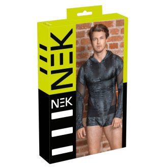 NEK - kígyóbőrmintás, kapucnis férfi felső fekete