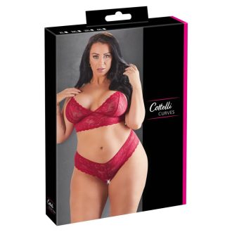 Cottelli Plus Size - puha csipke melltartó szett piros