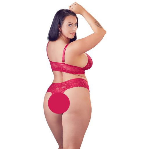 Cottelli Plus Size - puha csipke melltartó szett (piros)