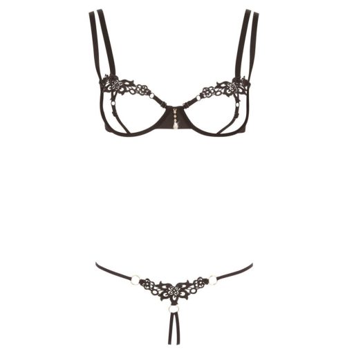 Cottelli - csillogó hímzett melltartó szett fekete