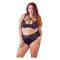 Cottelli Plus Size - keresztpántos melltartó és bugyi (fekete)