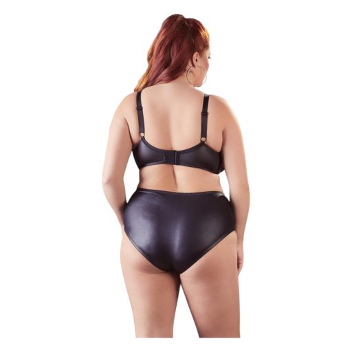 Cottelli Plus Size - keresztpántos melltartó és bugyi (fekete)