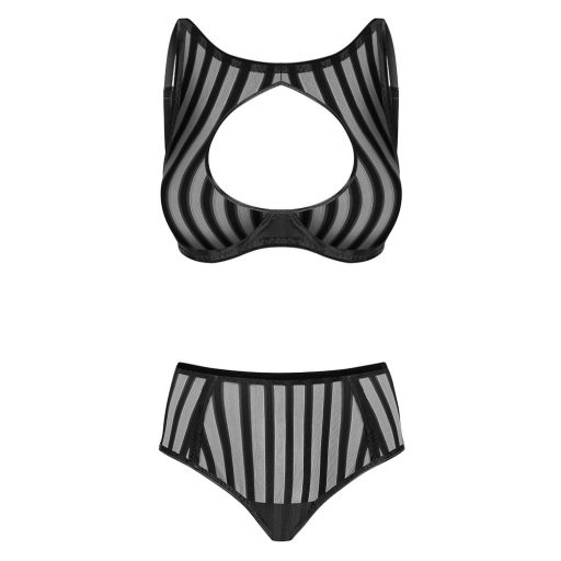 / Petite Noir Exclusive - áttetsző-csíkos melltartó szett fekete