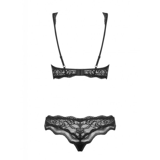 Obsessive Luvae - virágos, strasszos melltartó szett fekete