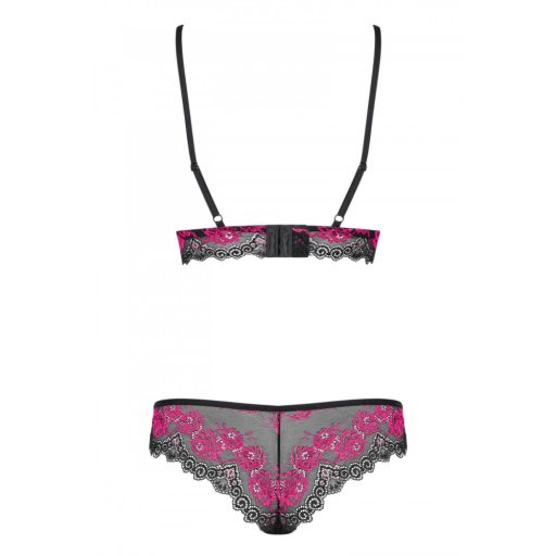 Obsessive Tulia - csipkés fehérnemű szett (fekete-pink)
