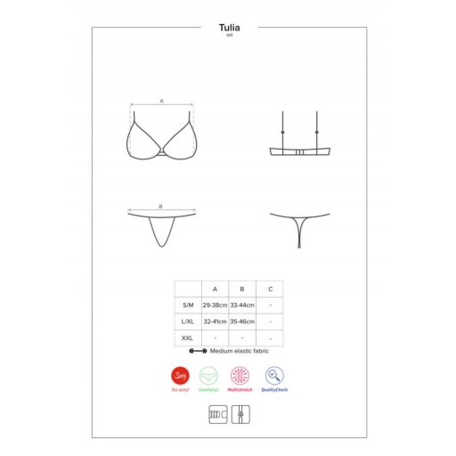 Obsessive Tulia - csipkés fehérnemű szett fekete-pink