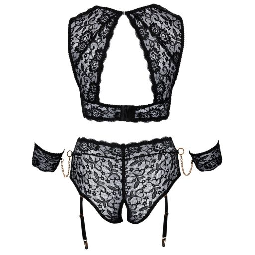 Cottelli Bondage Plus Size - csipke melltartó szett (fekete)