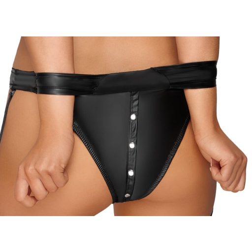 Cottelli Bondage - fényes melltartó szett kézrögzítőkkel fekete