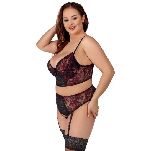 Cottelli Plus Size - állítható melltartó szett (piros)