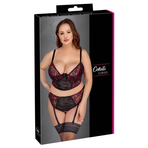 Cottelli Plus Size - állítható melltartó szett (piros)