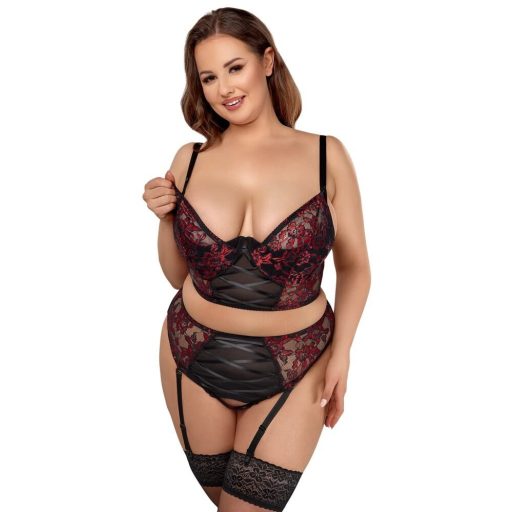 Cottelli Plus Size - állítható melltartó szett (piros)