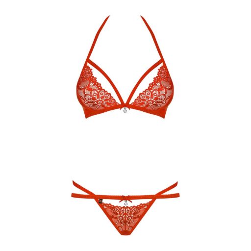 Obsessive 838-SET-3 - pántos csipke melltartó szett piros