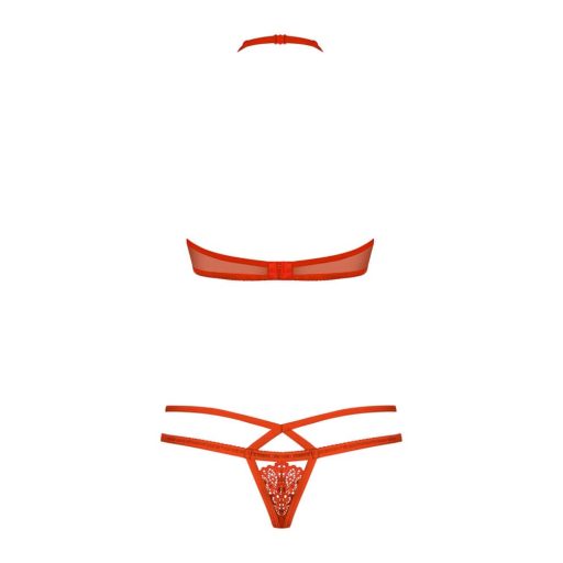 Obsessive 838-SET-3 - pántos csipke melltartó szett (piros)