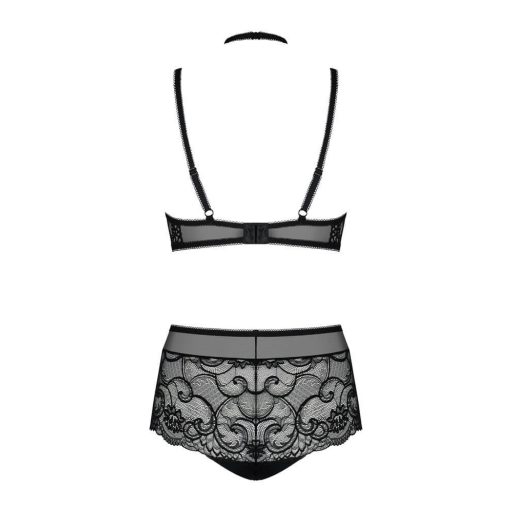 Obsessive Elizenes - mintás, áttetsző melltartó szett fekete