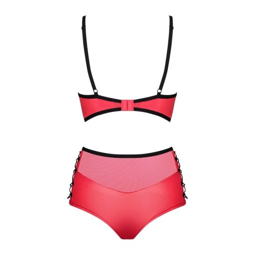 Obsessive Leatheria - bőr hatású melltartó szett piros - S/M