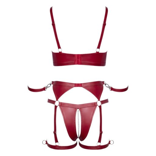 Cottelli Bondage - fényes melltartó szett és kar bilincs (piros)