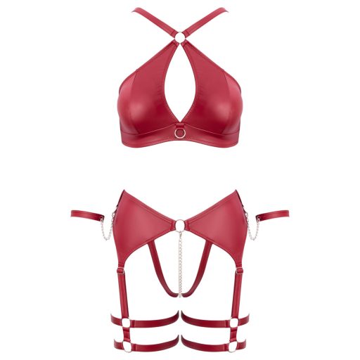 Cottelli Bondage - keresztpántos melltartó szett (piros)