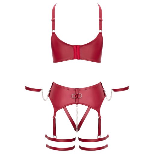 Cottelli Bondage - keresztpántos melltartó szett (piros)