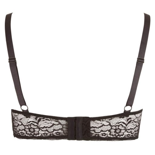 Cottelli Plus Size - pántos, gyűrűs push-up melltartó (fekete)