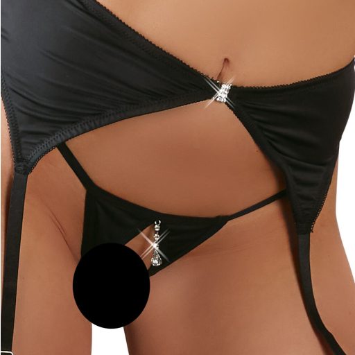 Abierta Fina - csillogó köves - fehérnemű szett fekete