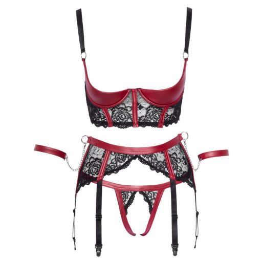 Cottelli Bondage - Matt, csipkés mellemelő szett piros