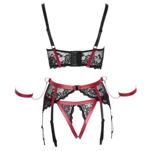 Cottelli Bondage - Matt, csipkés mellemelő szett piros