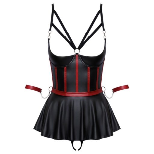 Cottelli Bondage - fényes szett karrögzítőkkel fekete-piros