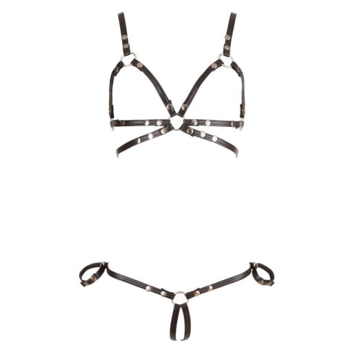 / Cottelli Bondage - fényes dísz testhám bikini (fekete)