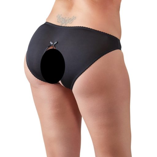Cottelli Plus Size - csipkés, nyitott alsó fekete