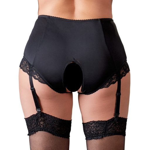 Cottelli Plus Size - harisnyatartós nyitott alsó fekete