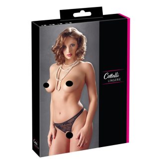 Cottelli - Gyöngyös, nyitott csipketanga fekete