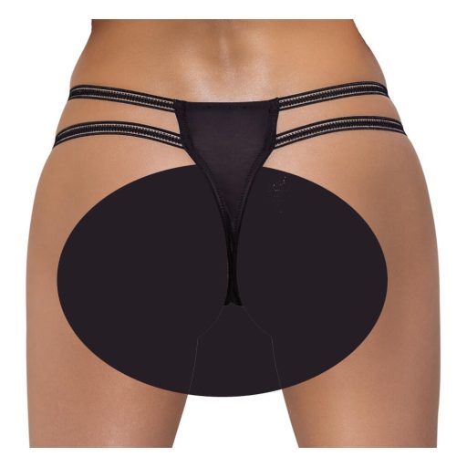 Cottelli - luxus, nyitott, gyűrűs tanga fekete