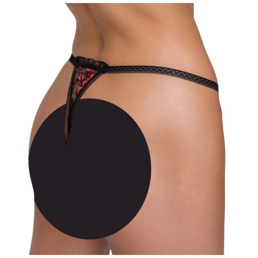Cottelli - luxus, rózsás gyöngyös tanga piros-fekete