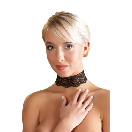 Cottelli - műbőr csipke nyakpánt BDSM jelmez kiegészítő