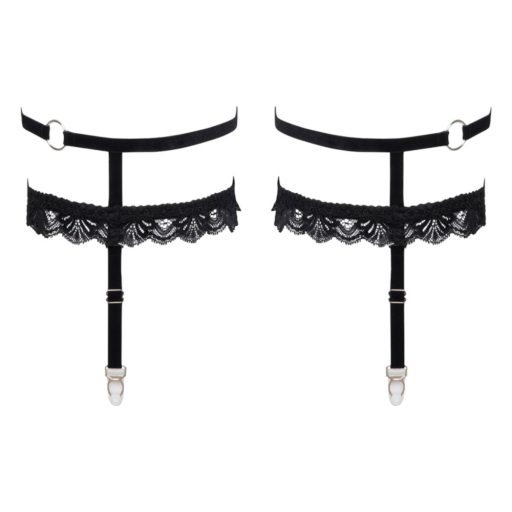 Cottelli - díszes harisnyakötő combszíj fekete