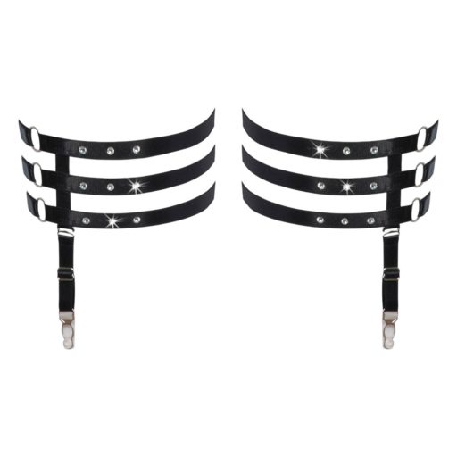 Cottelli - bőr hatású harisnyakötő combszíj fekete