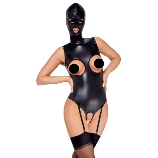 Bad Kitty - alul-felül nyitott body és szopó maszk (fekete)