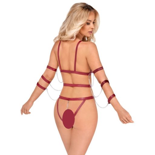 Bad Kitty - szegecses bondage body piros